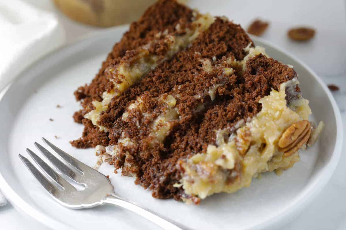 German chocolate cake slice