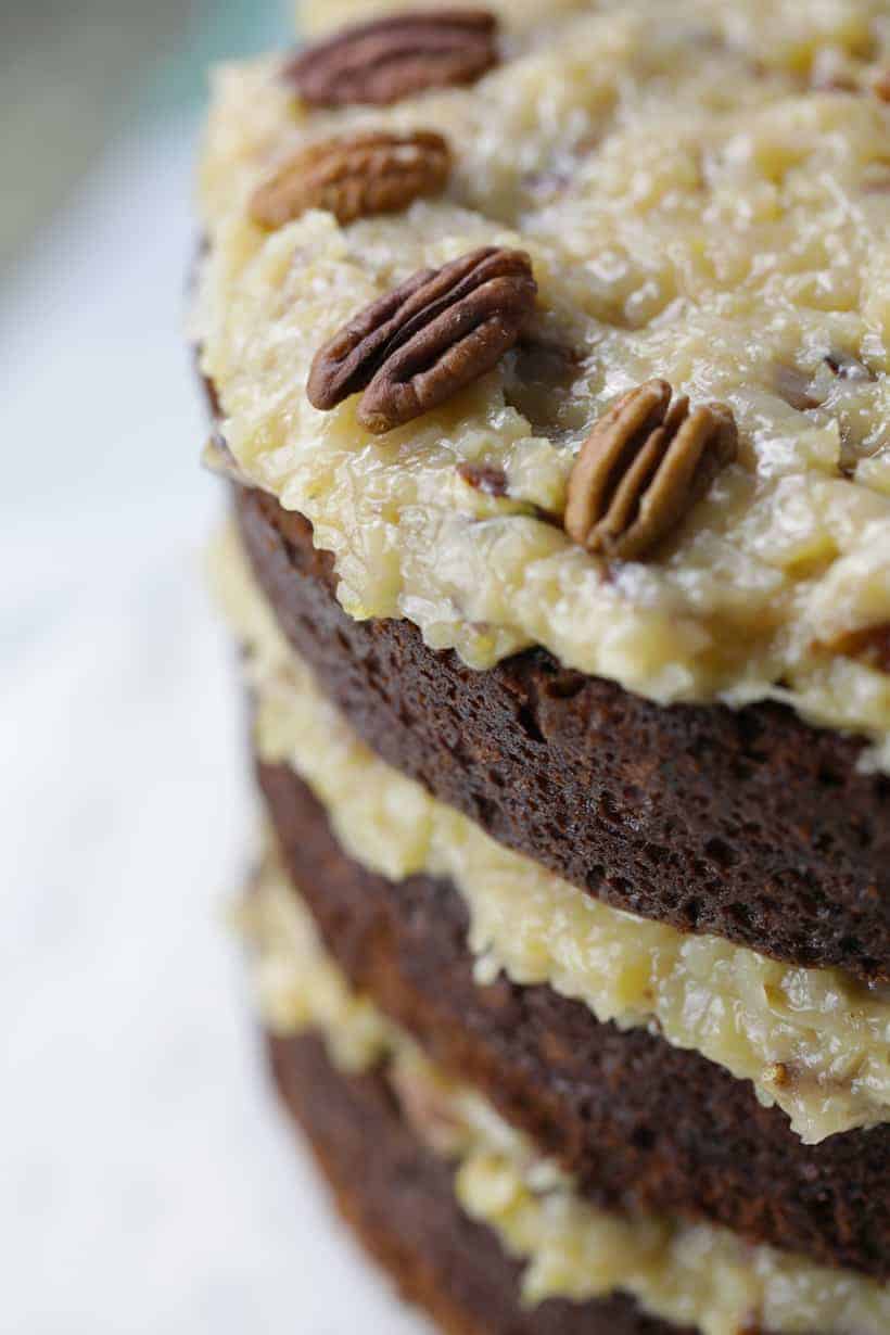 German chocolate cake layers