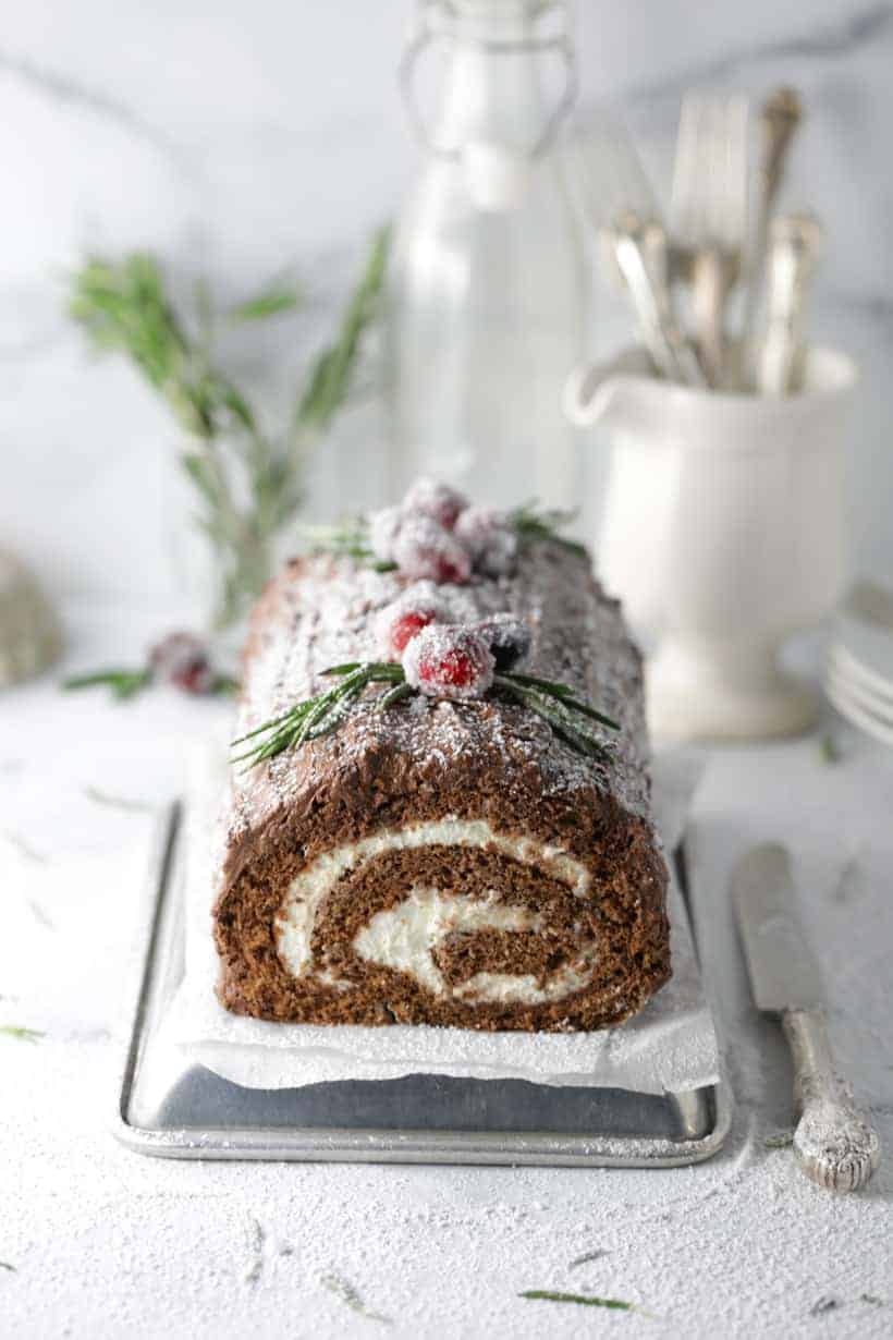 Vegan Christmas Yule Log Cake (Bûche De Noël)