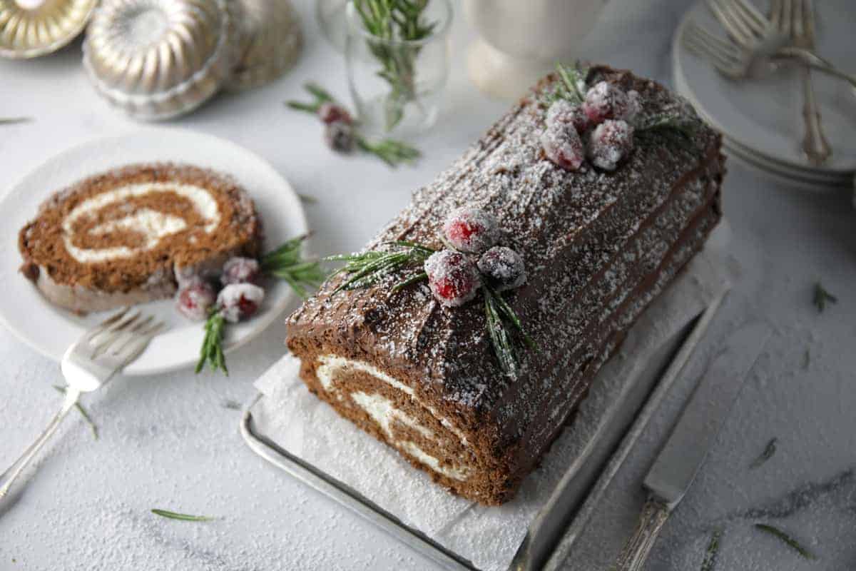 Holiday Yule log cake