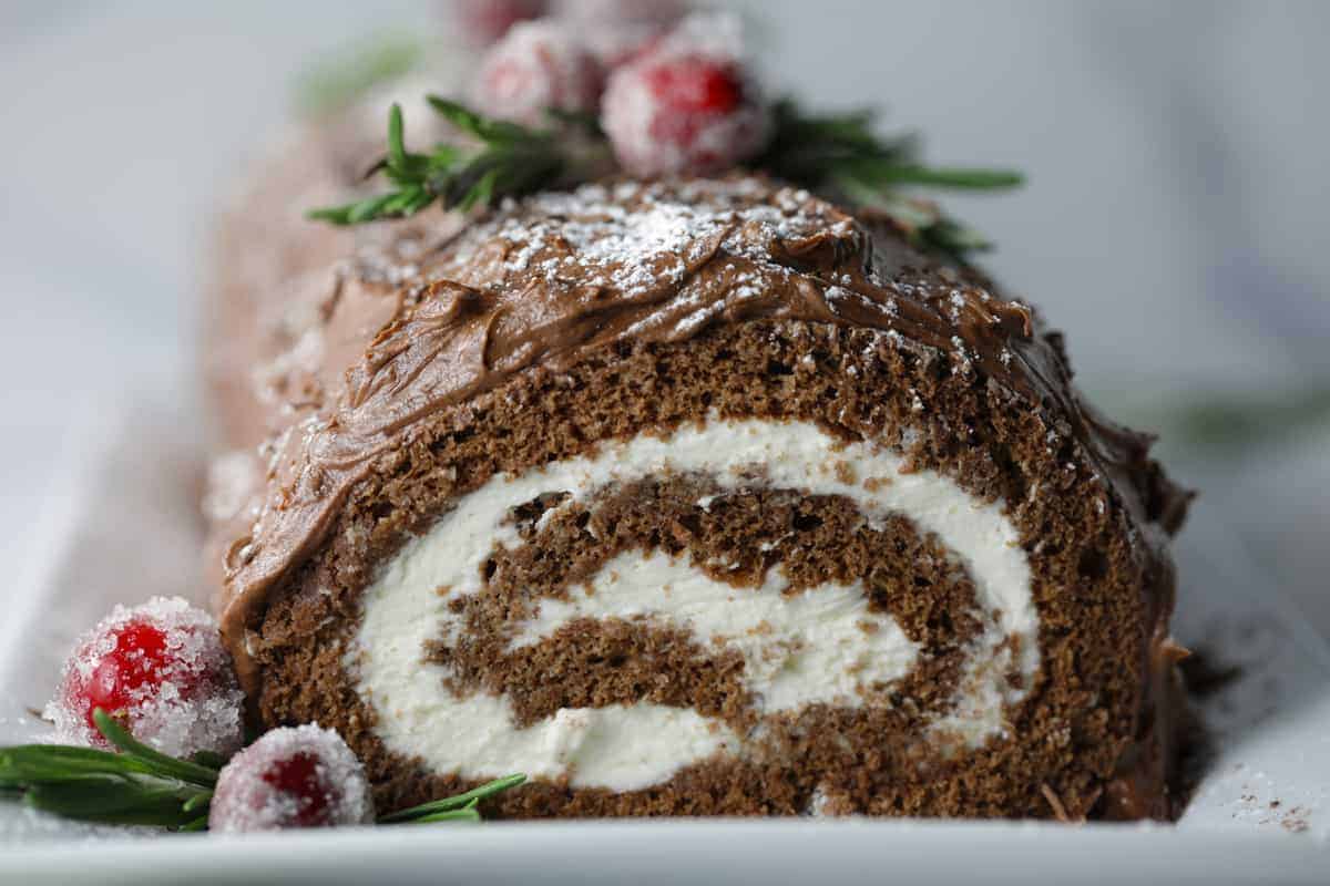 Yule log Christmas cake