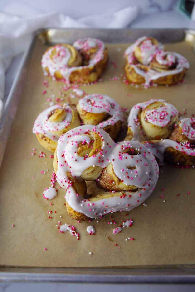 Heart shaped cinnamon rolls