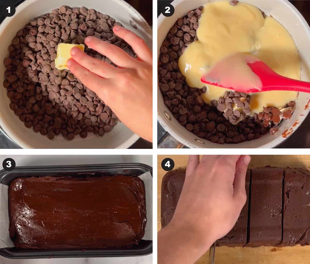Four steps to making quick easy fudge.