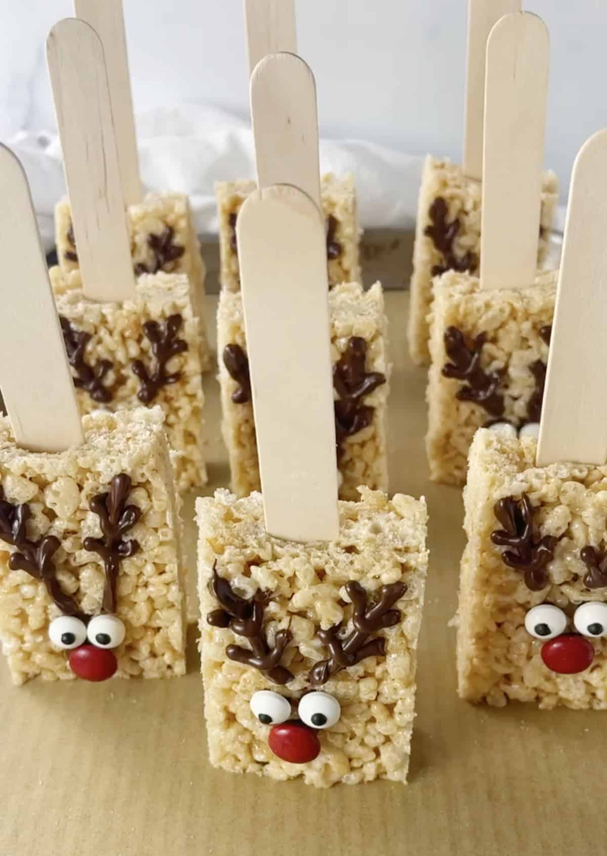 Rudolph the reindeer rice crispy treats.