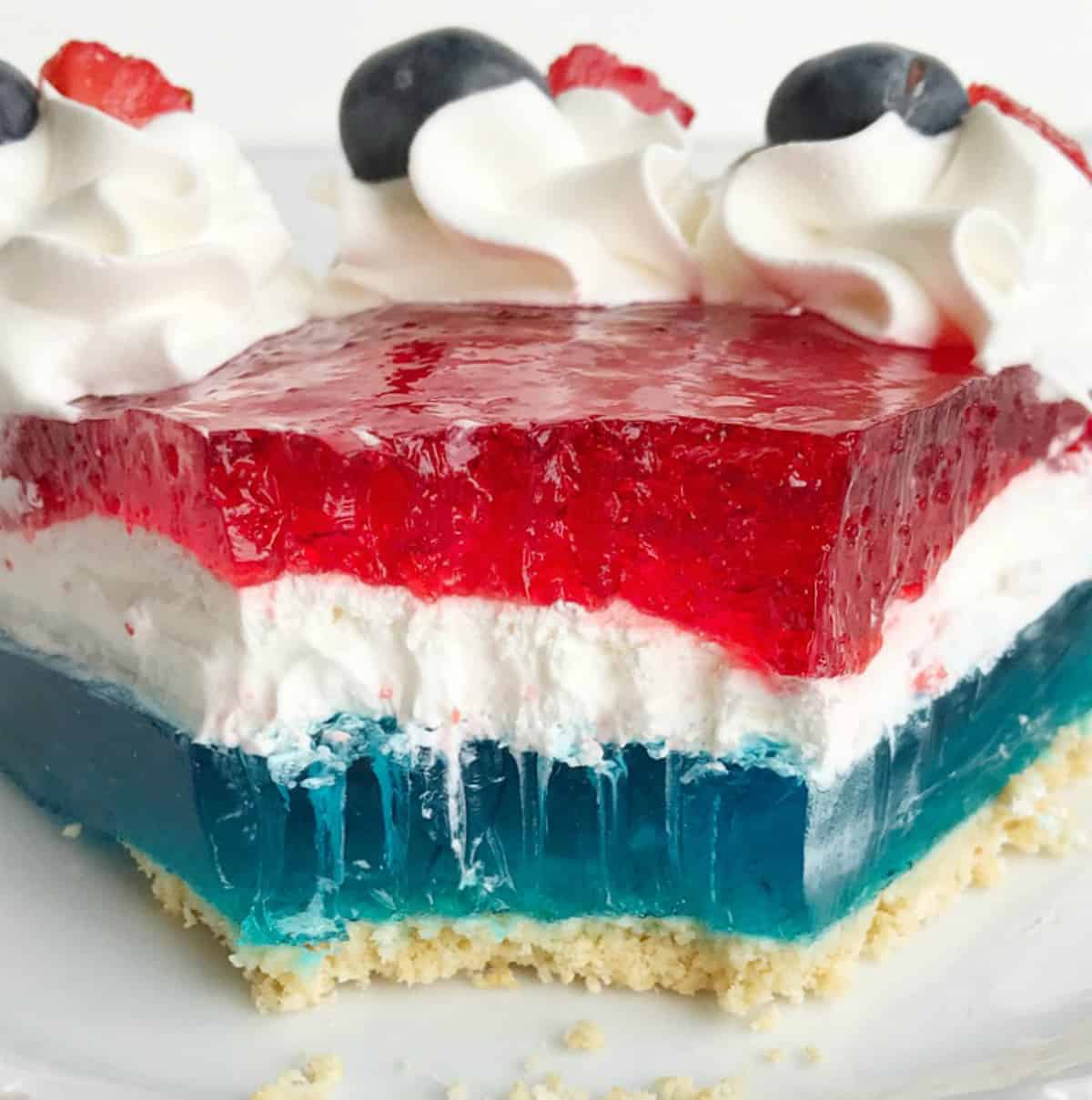 Red, white and blue Jello pie.