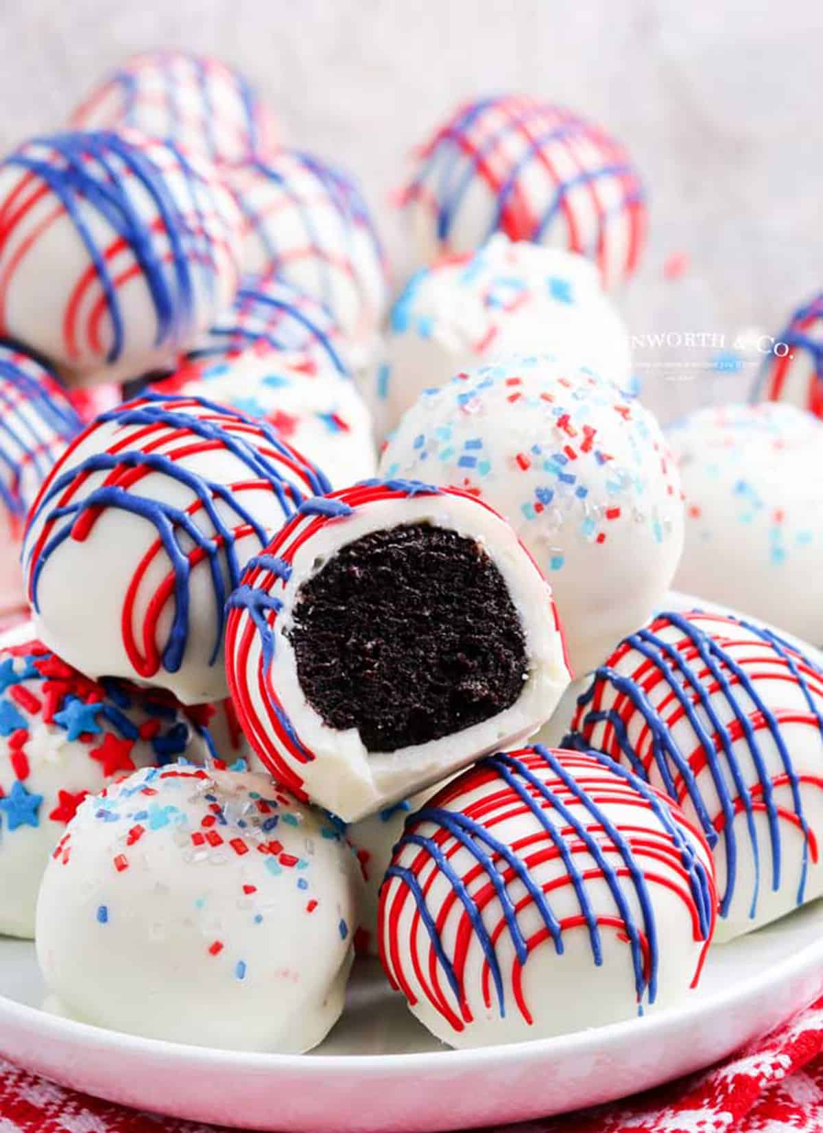 Oreo truffles for July 4th party.