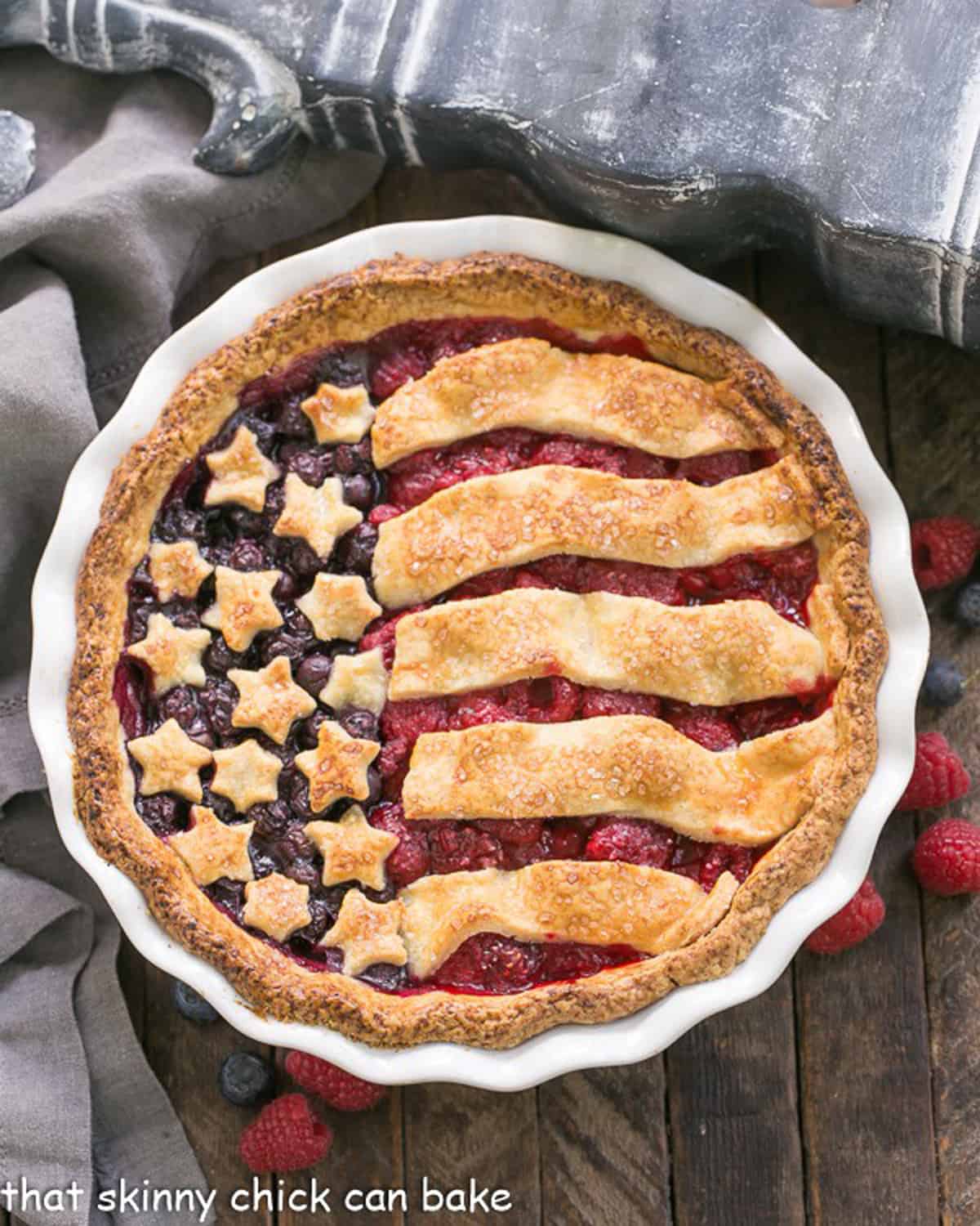 Berry pie with crust that looks like a flag.