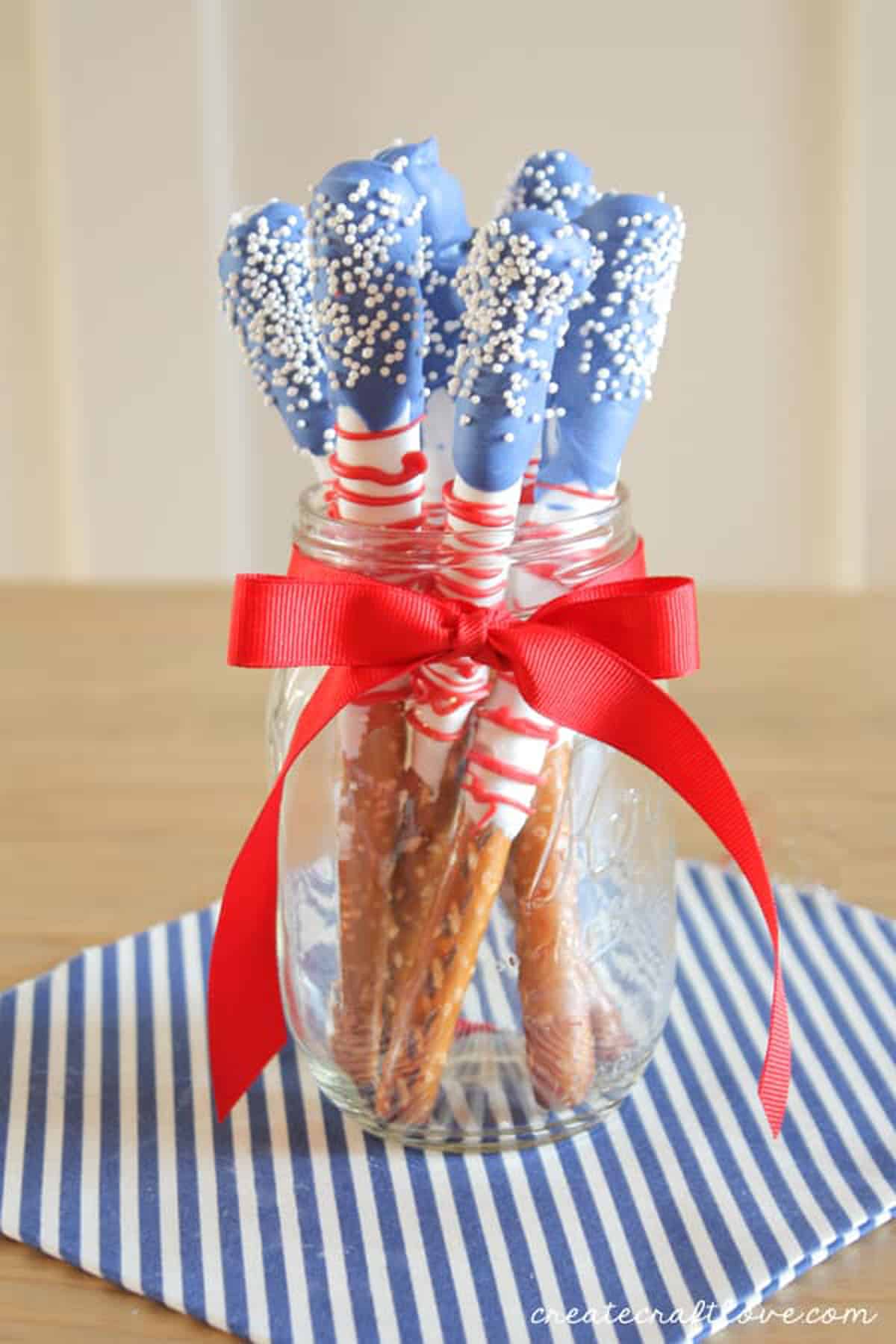 Pretzels decorated like flags for July 4th.