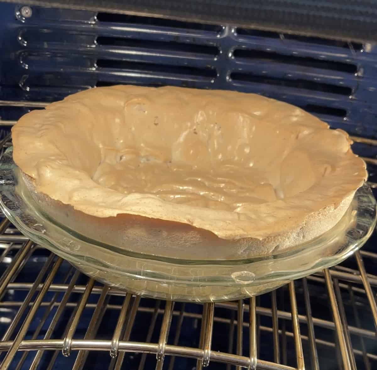 Baked meringue crust.