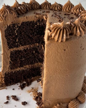 Doctored chocolate cake mix with sour cream.