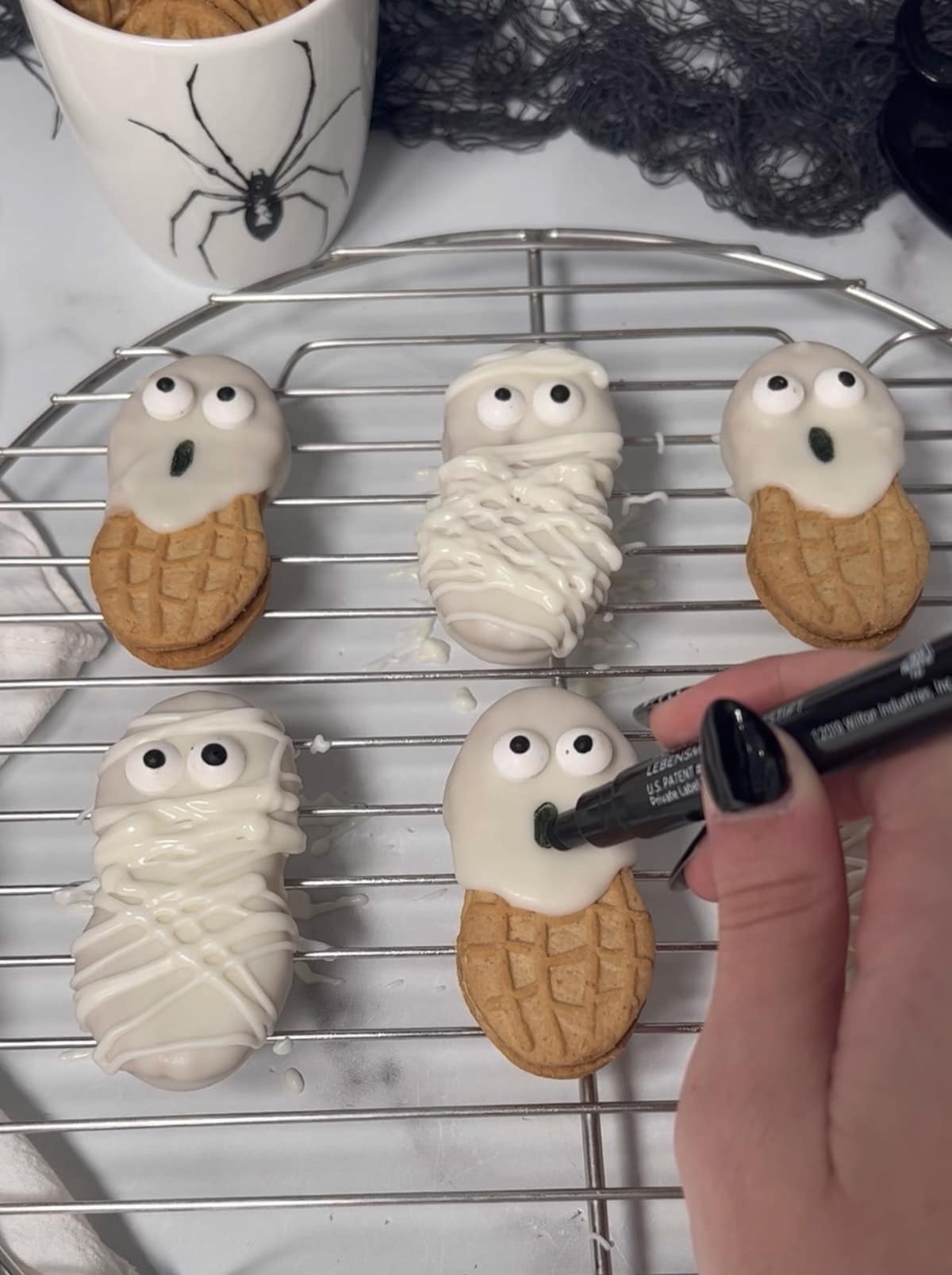 Edible pen on cookies.