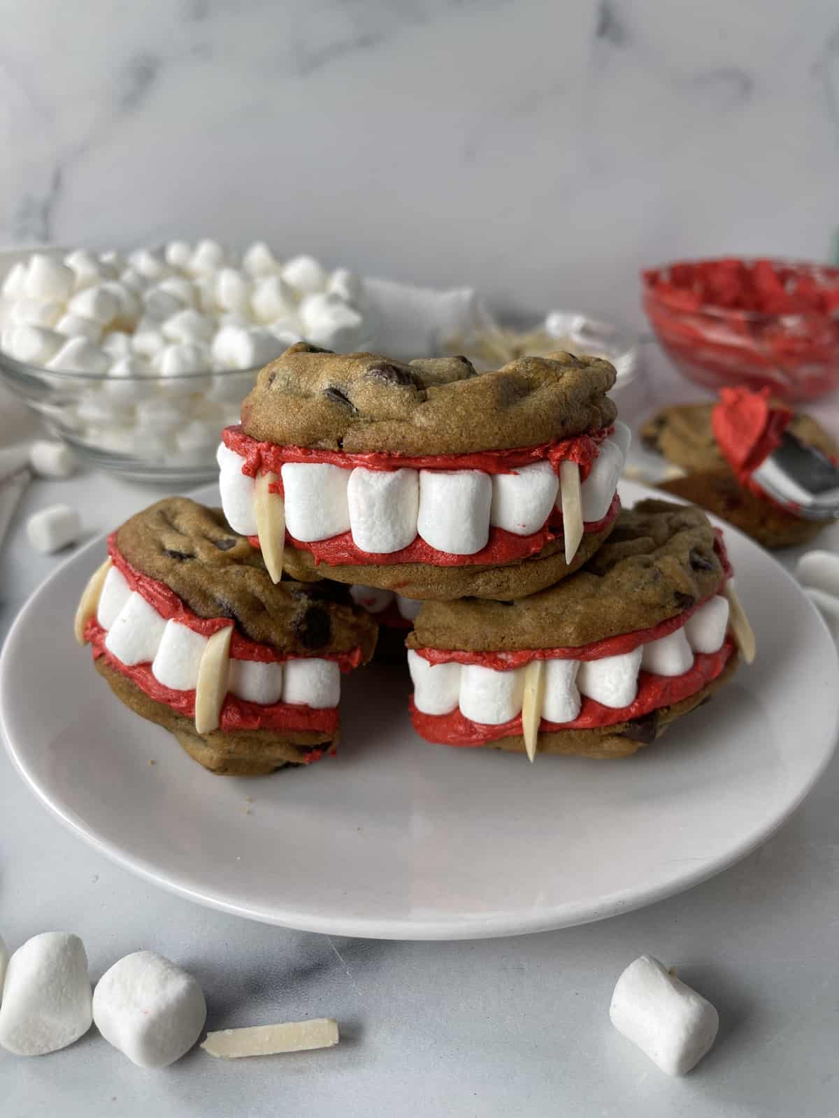 Halloween cookies on plate.