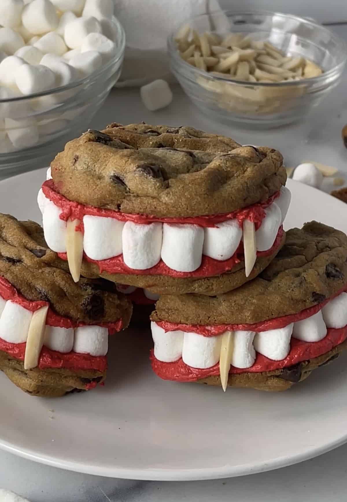 Halloween vampire dentures cookies.