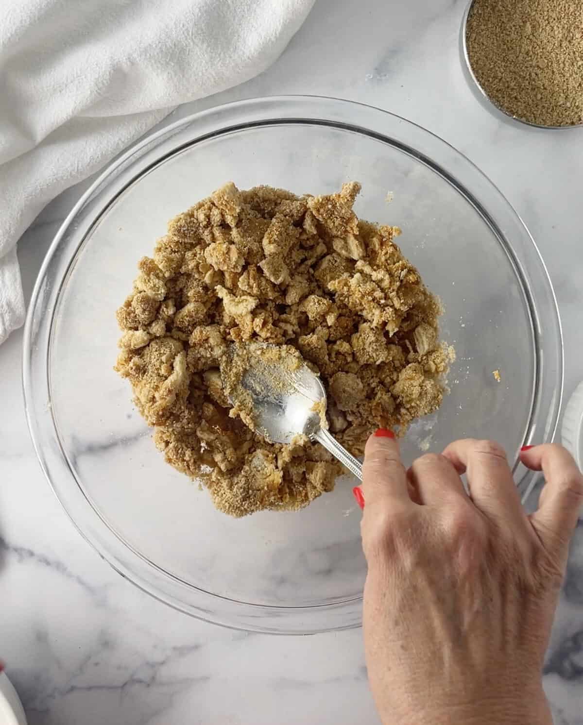 Cake pop batter mixed in a bowl.