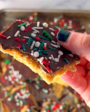 Christmas crack cookies on a tray.