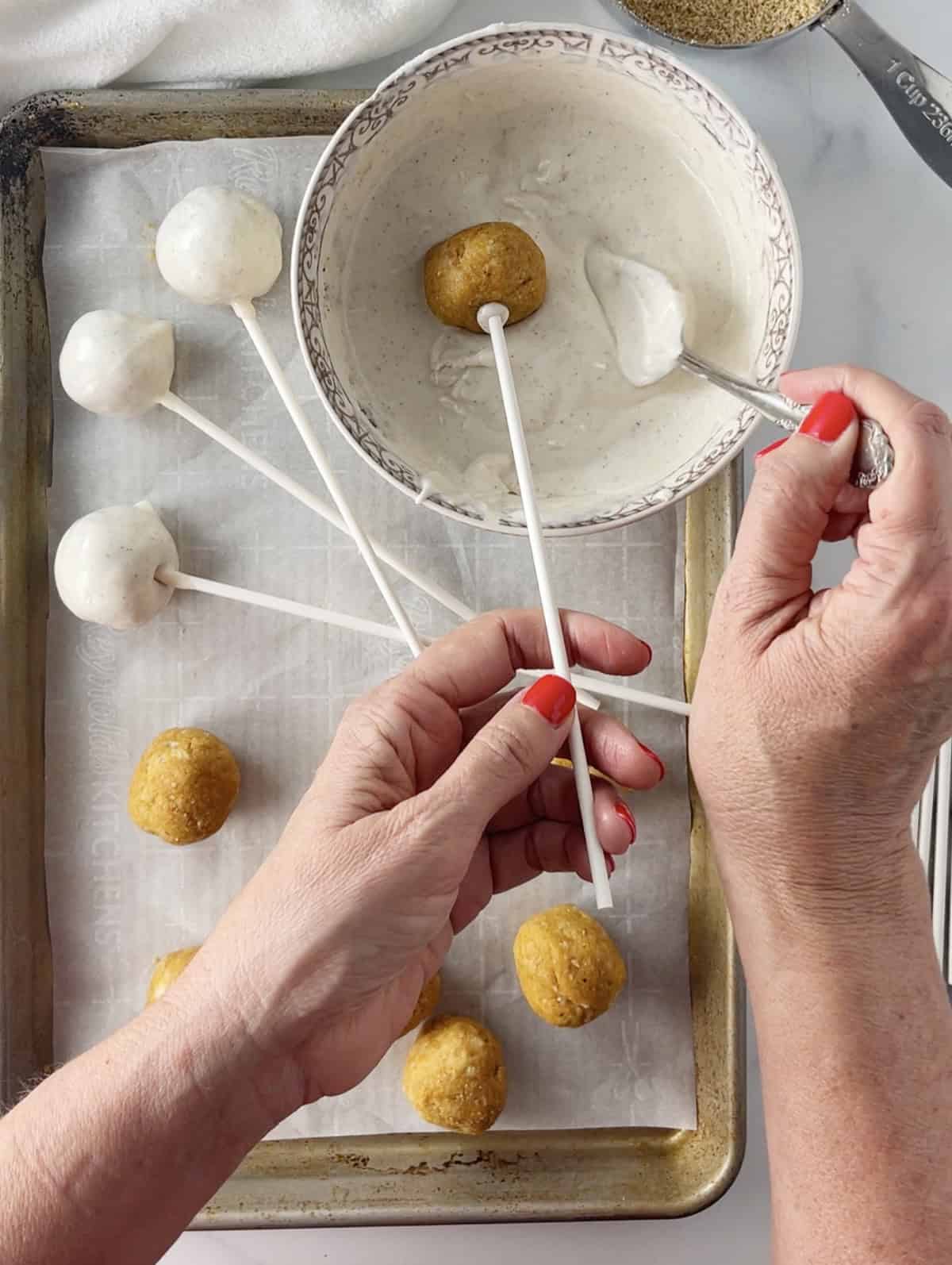 Cake balls dipped in candy melts.