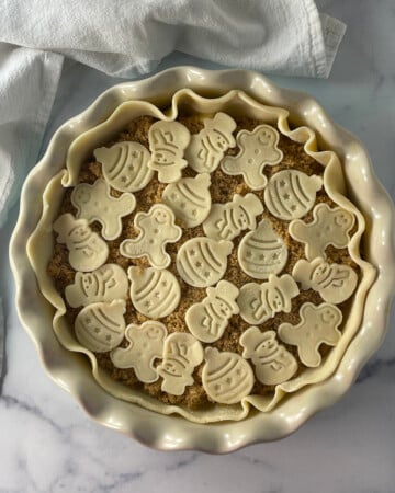 Brown sugar baked brie before going into the oven.