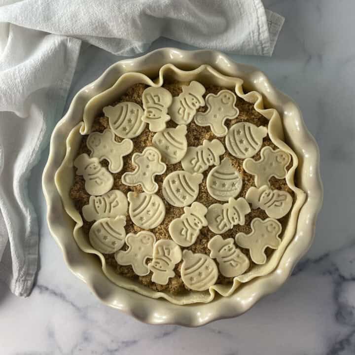 Brown sugar baked brie before going into the oven.