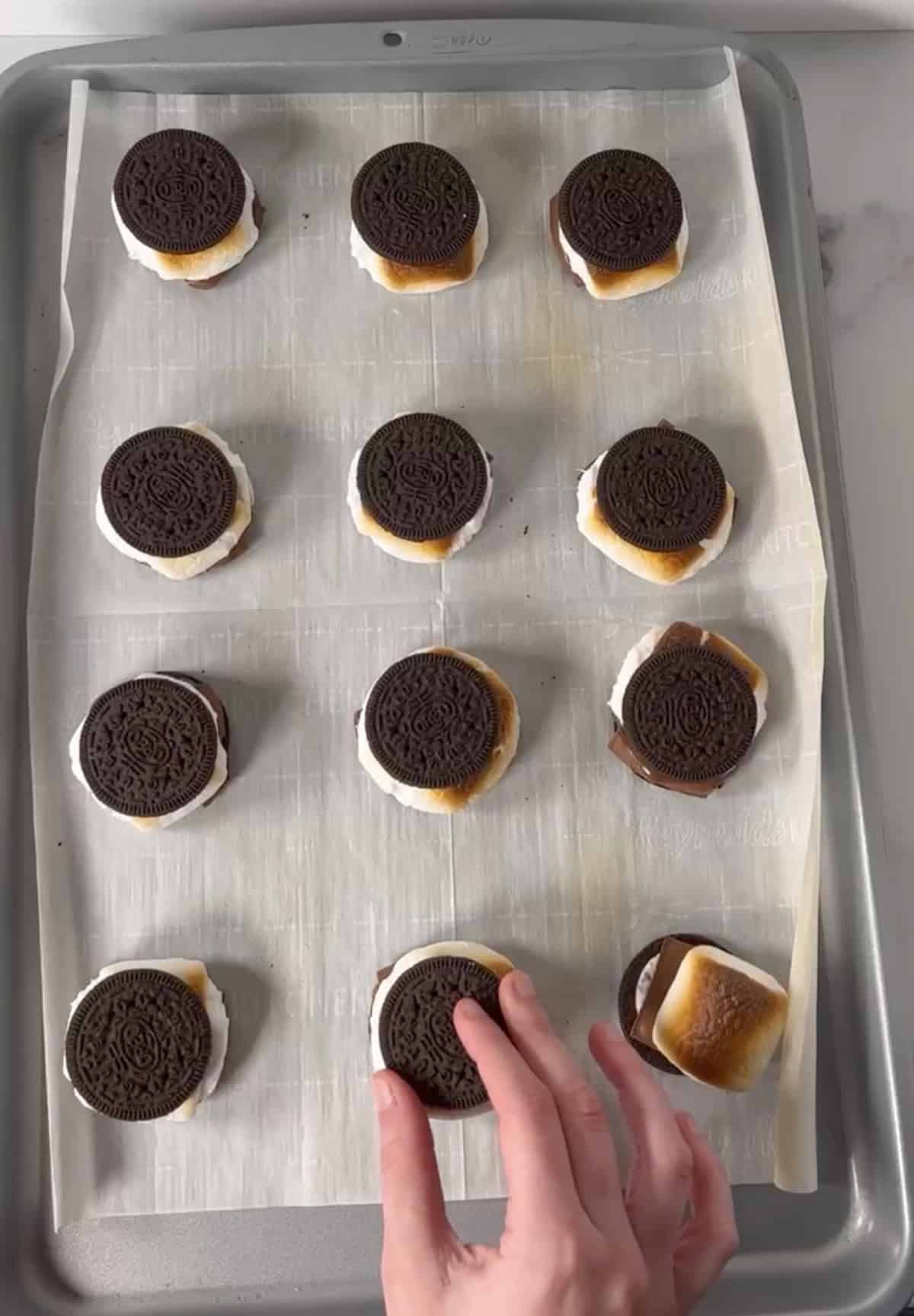 Ooey gooey s'moreos made with oreo cookies.