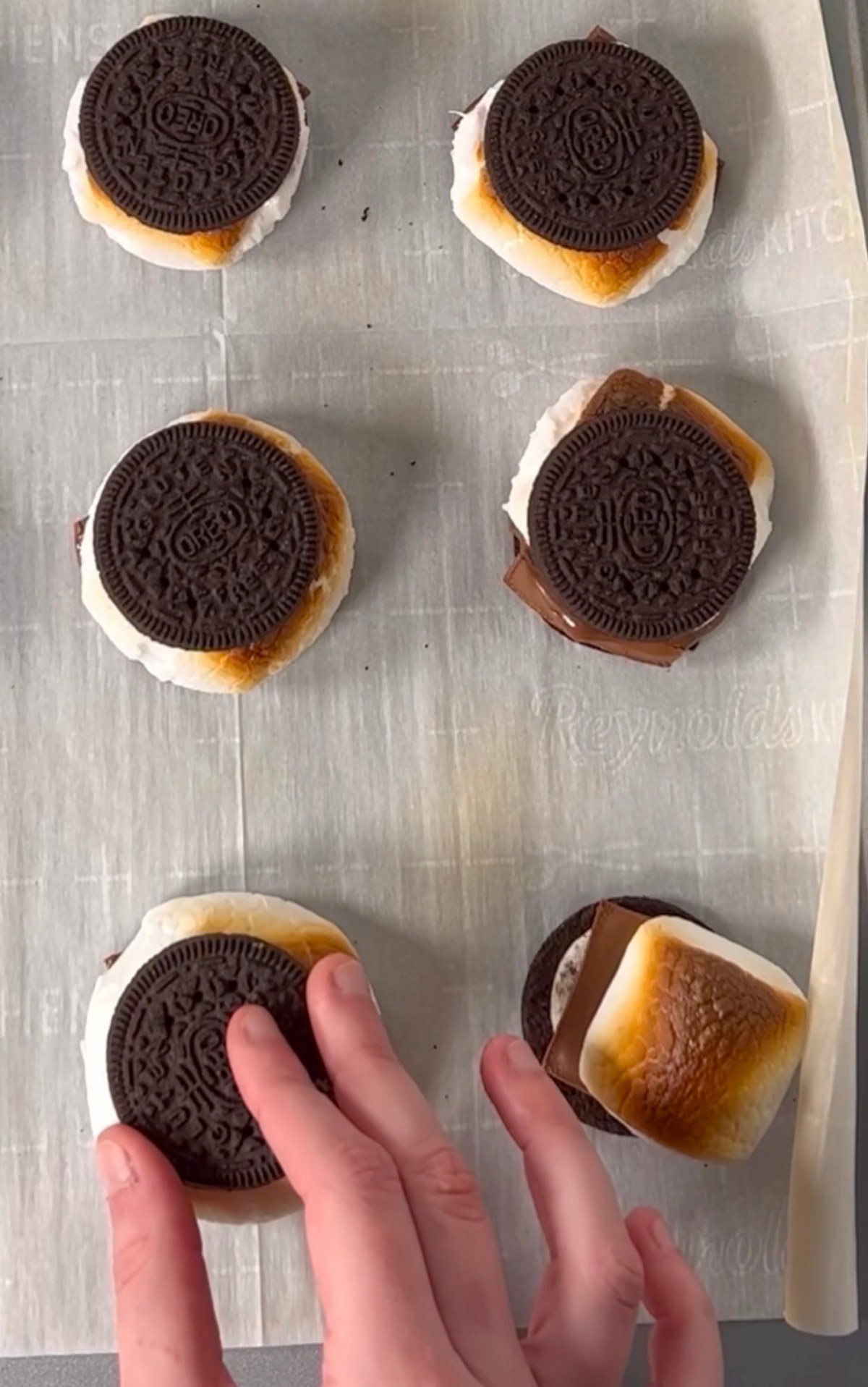 Oreo s'mores made in the oven.