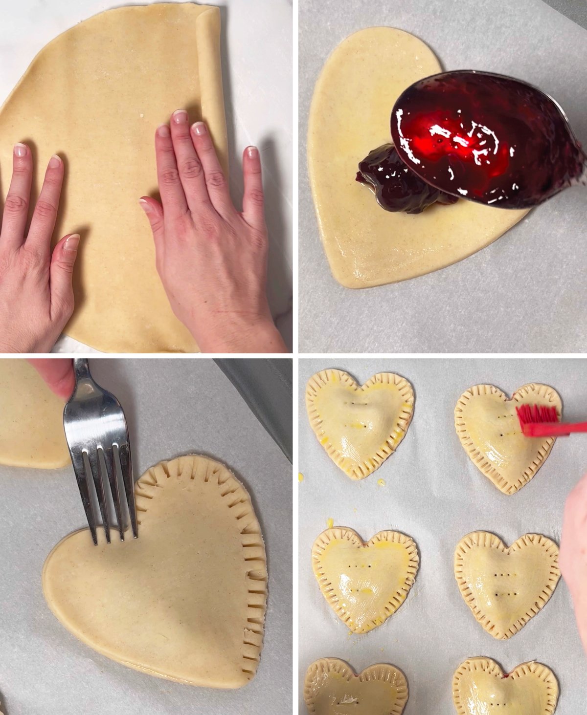 Four photos showing steps of how to make pop tarts.