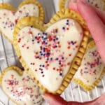 Heart shaped homemade cherry pop tart.