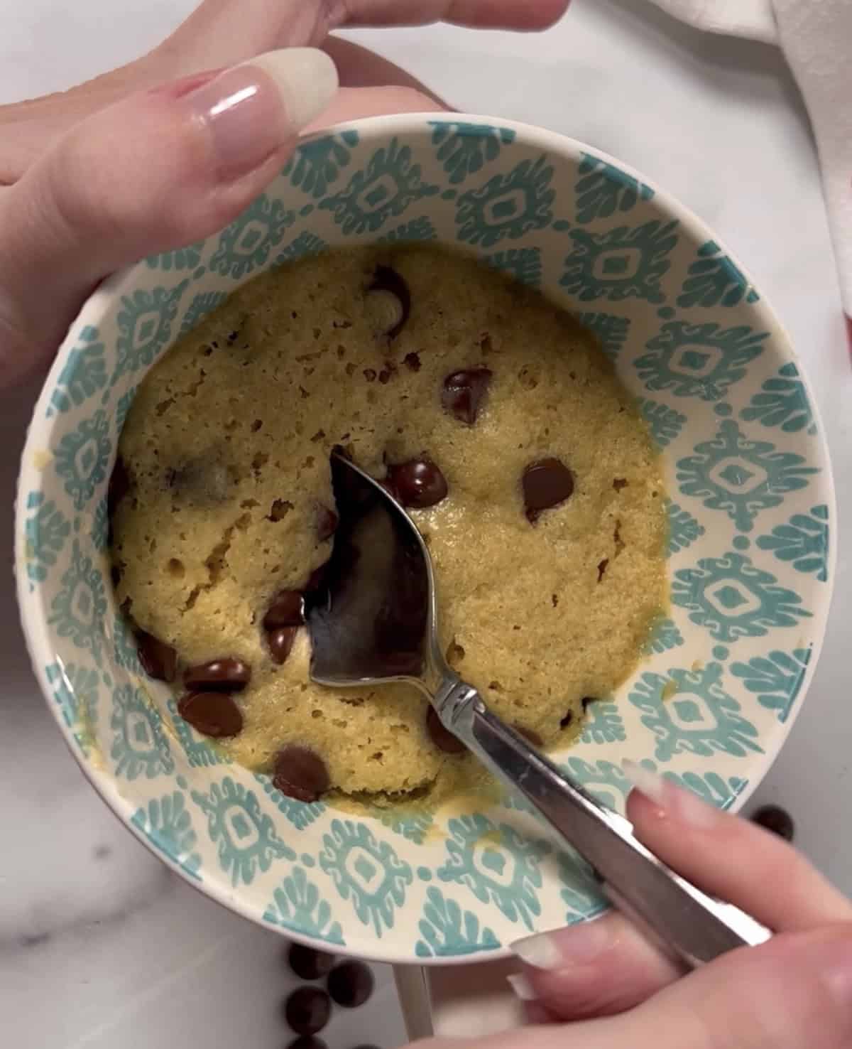 Mug cookie in a mug.