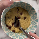 Chocolate chip cookie in a mug.
