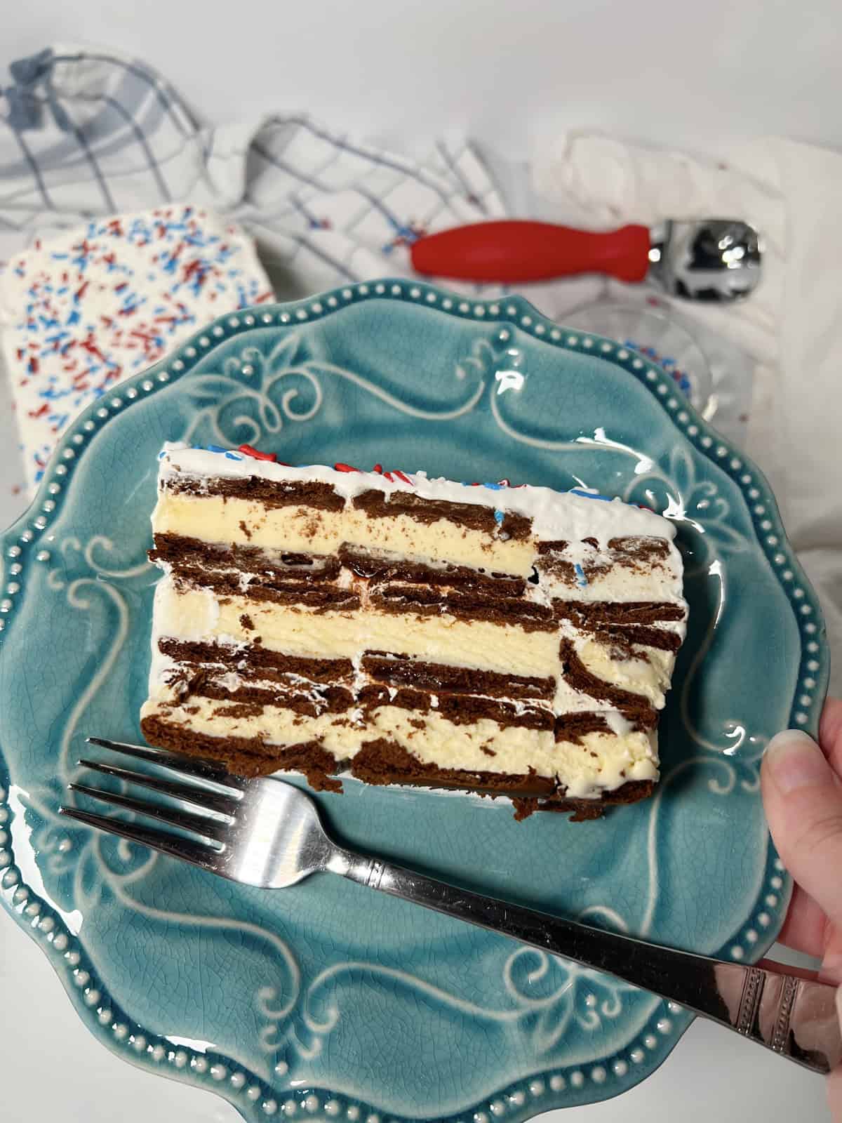 Ice cream cake slice.