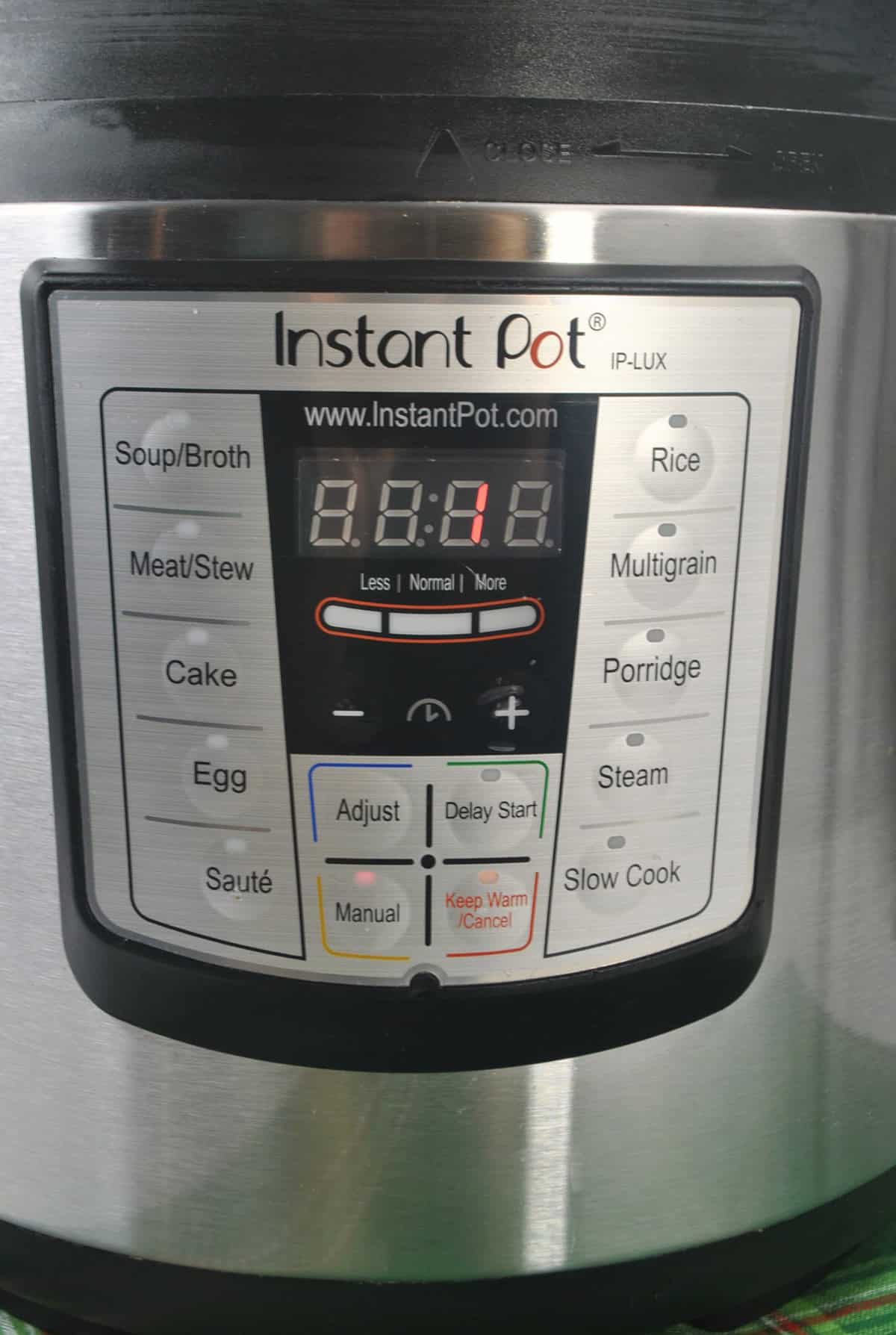 Front of instant pot where the control panel is.