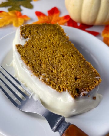 3-Ingredient Pumpkin Bread with Cream Cheese Frosting.