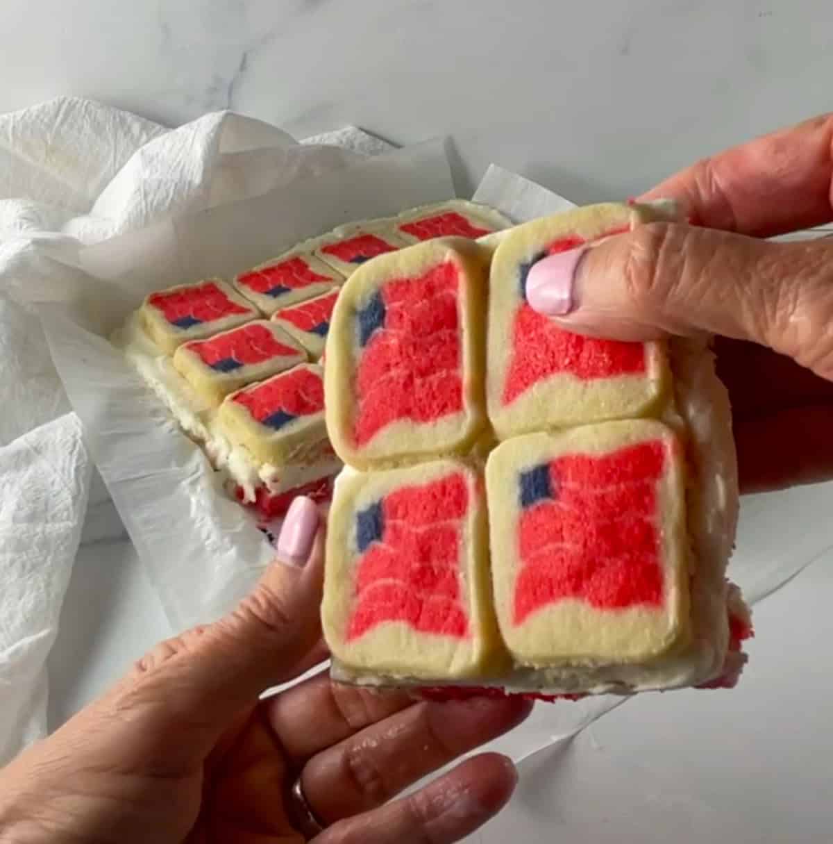 July 4th flag cookie ice cream sandwich.