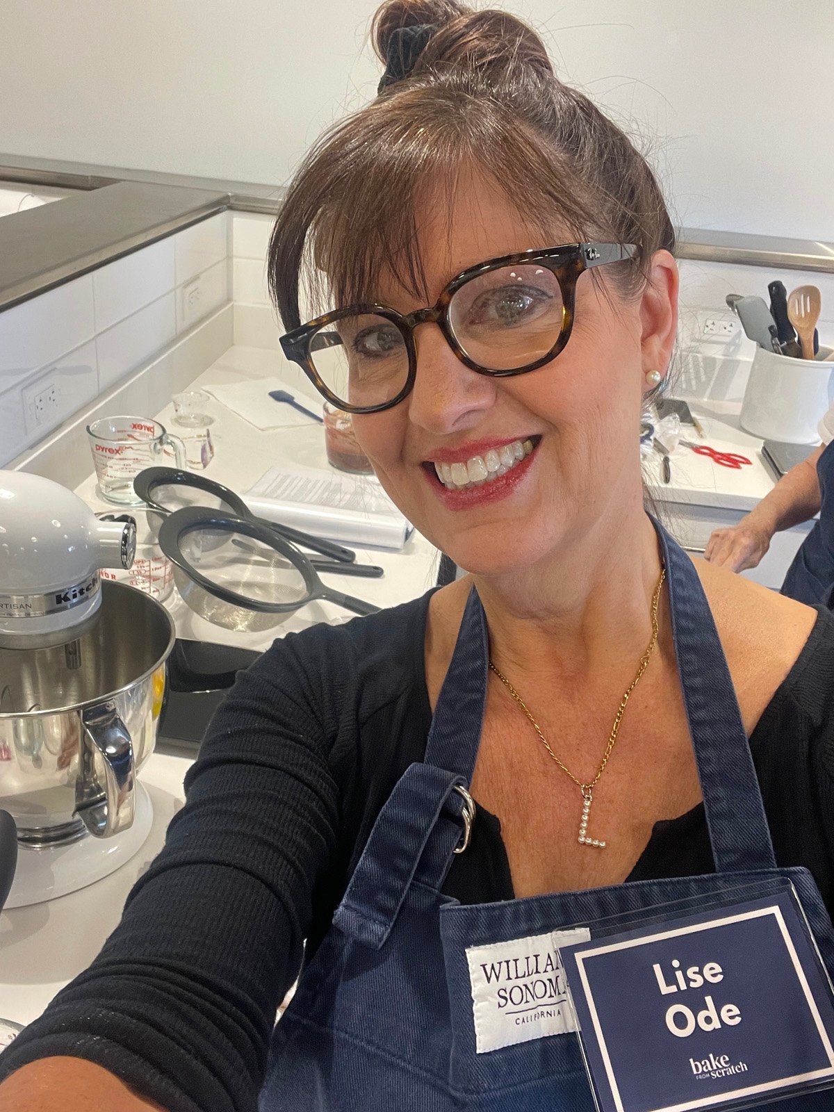 Lise Ode selfie at Hoffman media test kitchen.