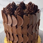 Walmart glow up cake makeover with reese's peanut butter cups all over it.