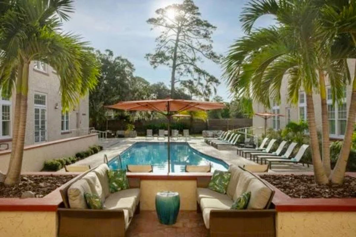 Fenway hotel pool garden.