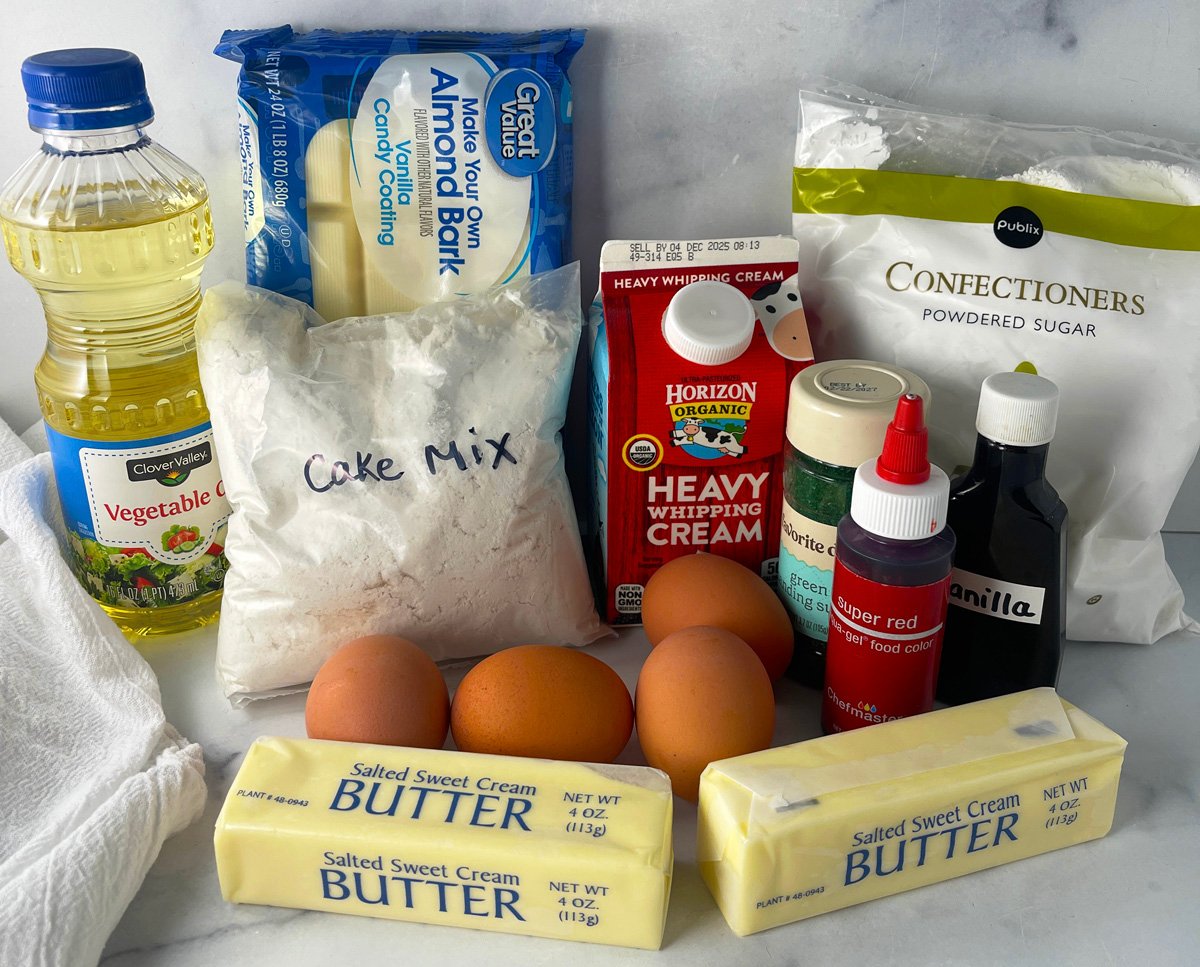 Ingredients needed to make Little Debbie tree cakes.