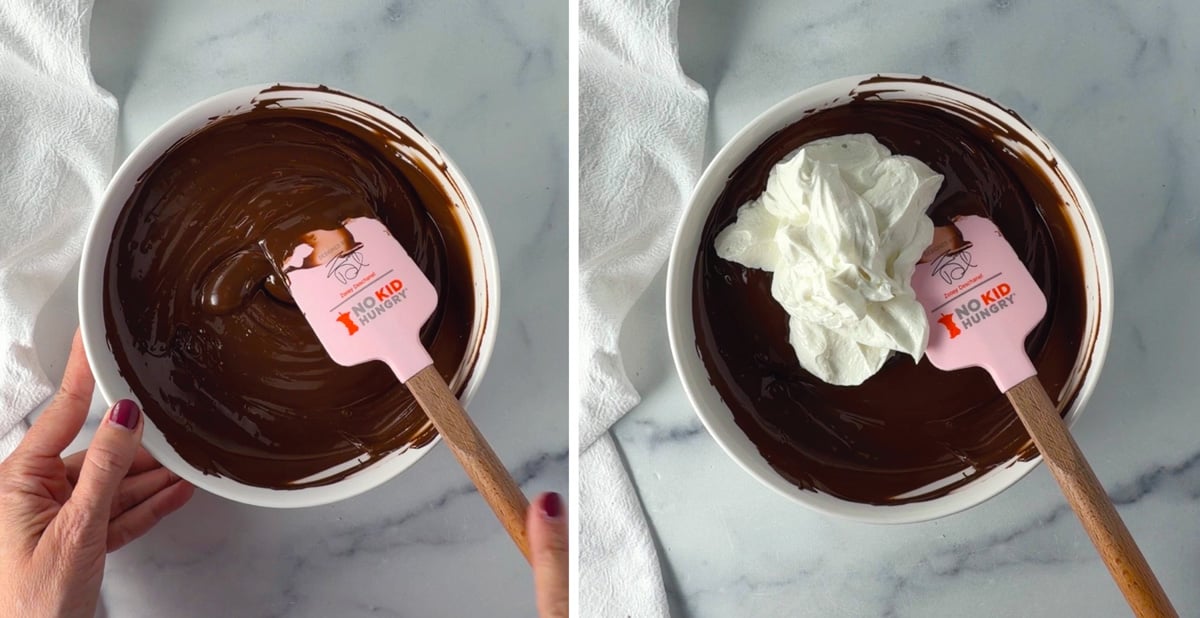 Two photos show first steps in making Greek yogurt protein fudge.