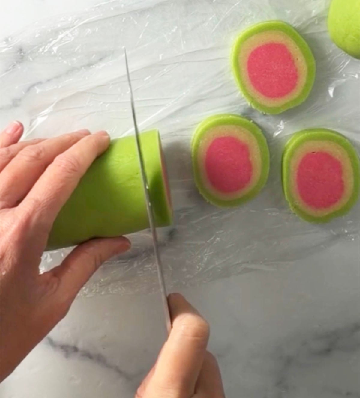 Slice and bake watermelon cookies.