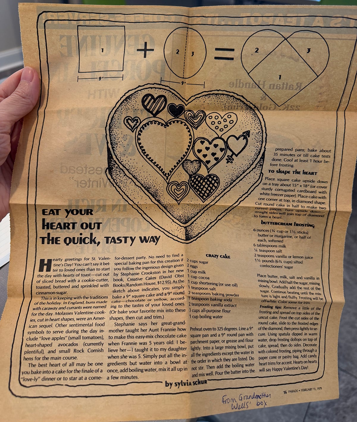 Vintage recipe clipped from Parade magazine 1979.