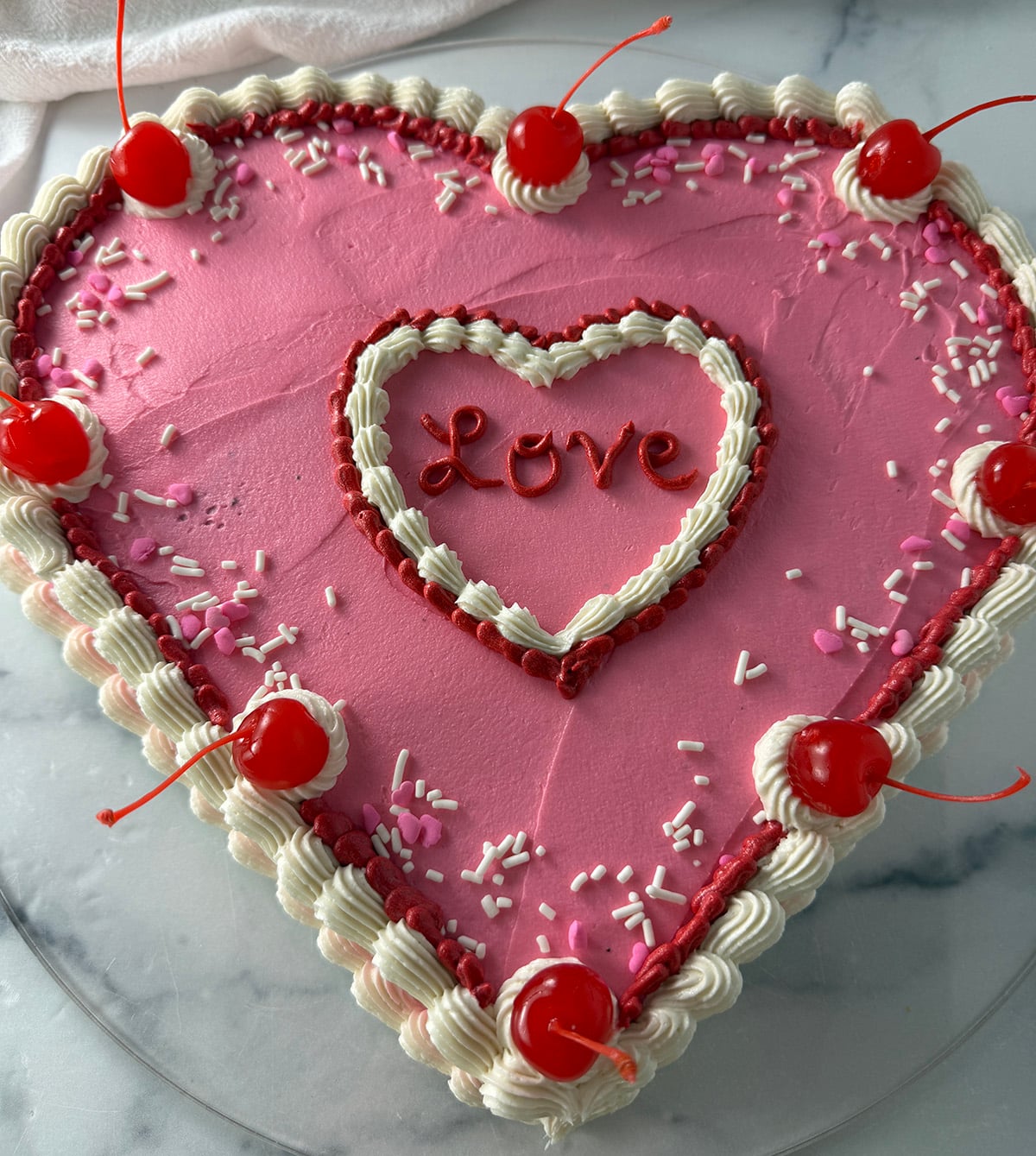 Heart shaped cake you can make without a heart shaped pan.
