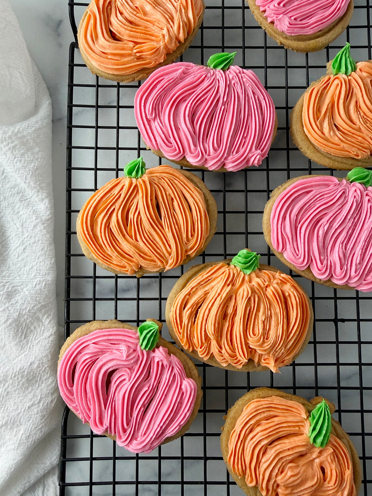 Pumpkin cookies made with vintage Mirro cookie cutters.