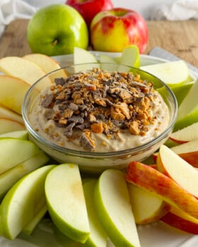 Gorgeous and tasty apple dip platter for a party.