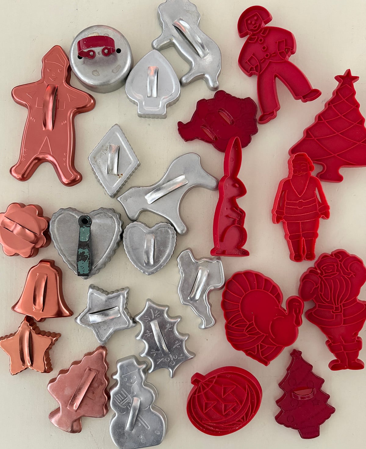 My grandmother's vintage Mirro cookie cutter collection from the 1950s, 1960s and 1970s.