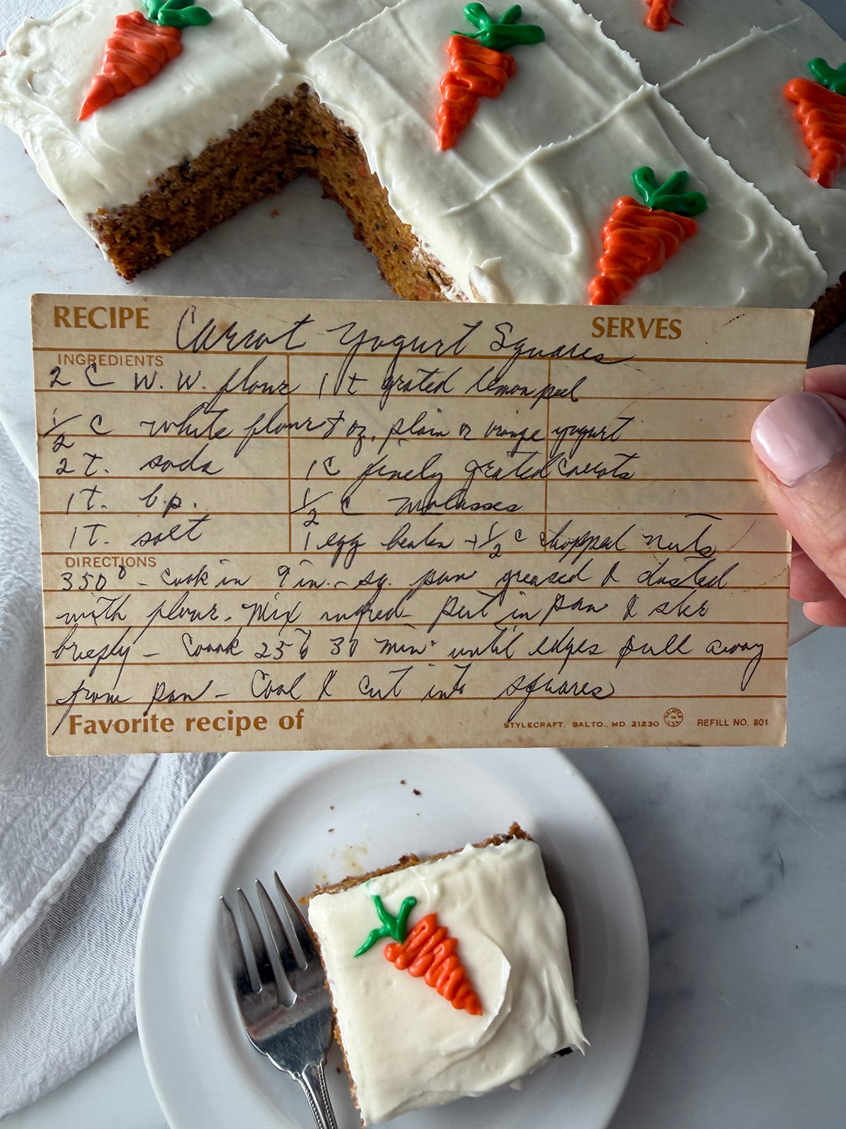 My grandmother's recipe card in her handwriting.