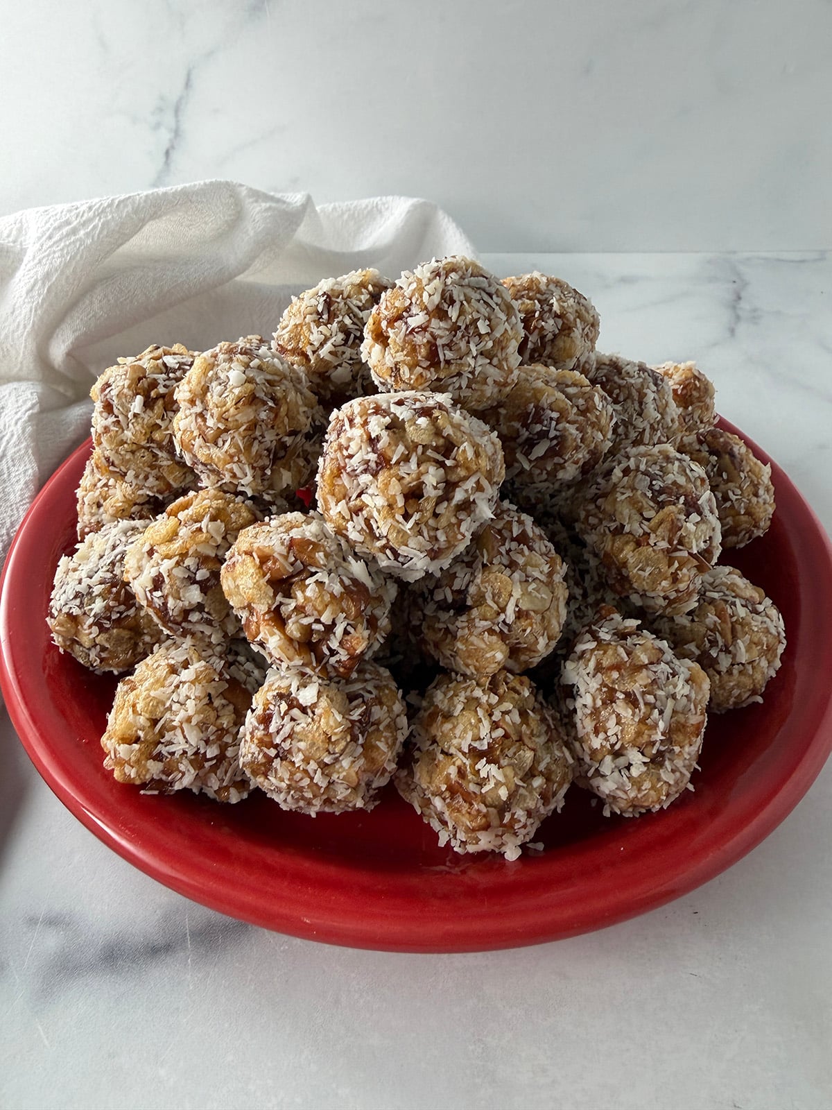 A plate of date-nut balls.